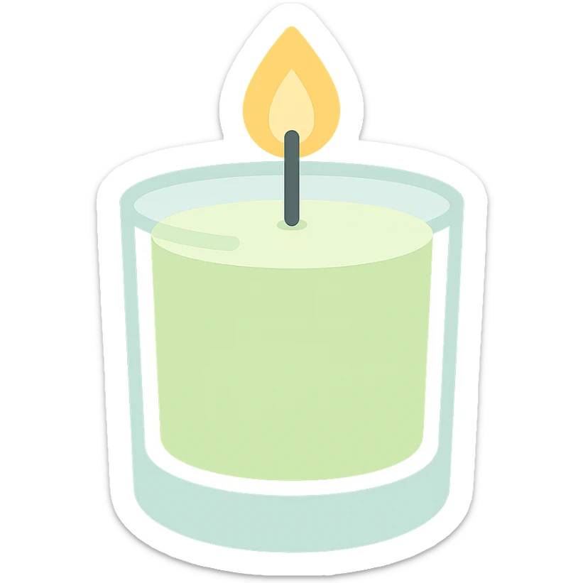 pale green candle in a glass cup sticker