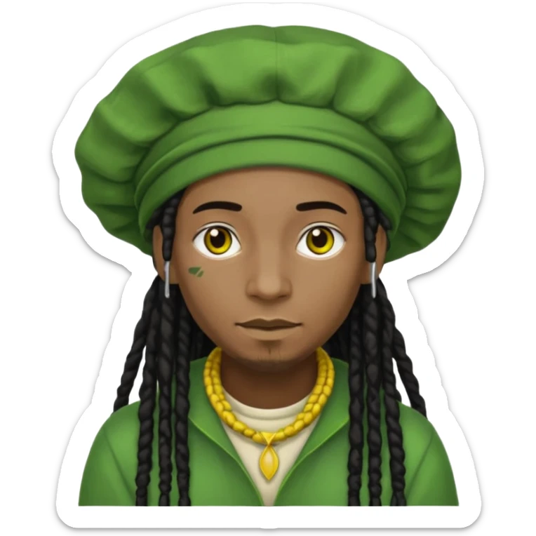 Jamaican dreads with a Jamaican bonnet no person just the hair sticker