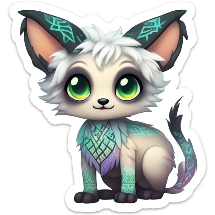 cute Kawaii edgy ethereal shy epic fantasy animal fursona Fionbri creature by griffsnuff & LiLaiRa & Falvie with exotic colors with intricate patterns full body sticker