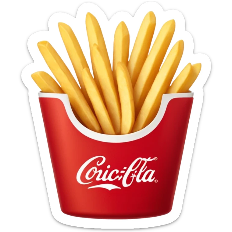 Chick-fil-A fast food fries, burger and coke with the name on it sticker