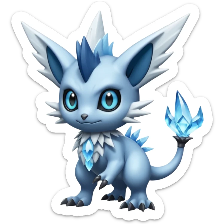 Elemental dark dusky familial mechanical frosty fairy-like fantasy epic rare Glalie-Sneasel-Togetic-Pokémon-Fakémon-hybrid-creature sticker