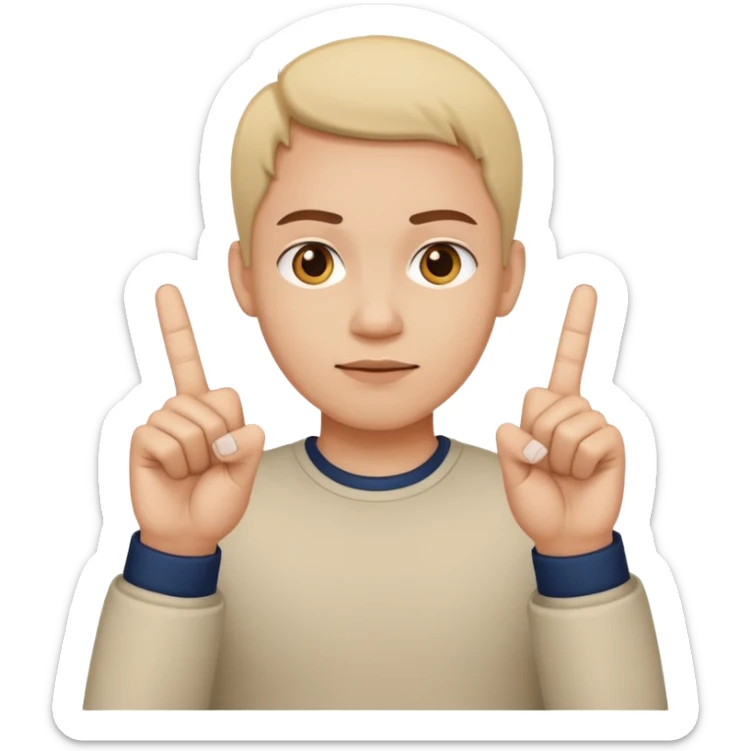 a person showing the middle finger of each hand, hands not crossed, simple facial expression, emoticon style sticker