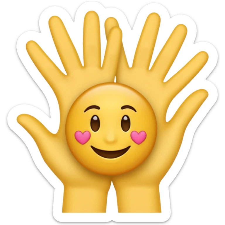 Crée-moi un seul emoji avec le sourire de lui😁 les mains de lui 🤗 et trois cœur autour de celui-ci comme lui🥰 sticker