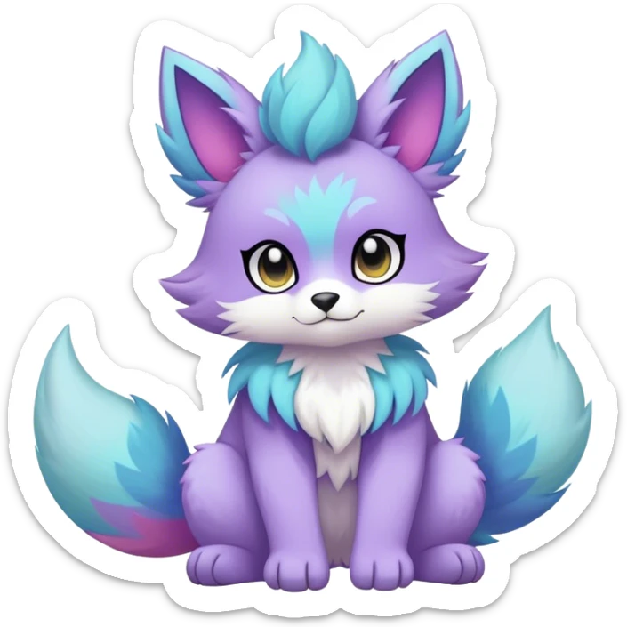 Kawaii pastel edgy colorful ethereal anthro fursona Fakemon sticker
