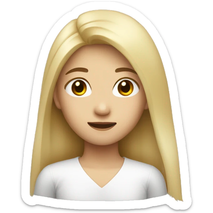 blonde long hair asian girl, from shoulders make one emoji sticker