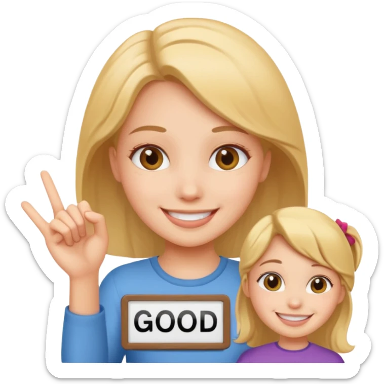 A girl holding a sign saying good girl sticker