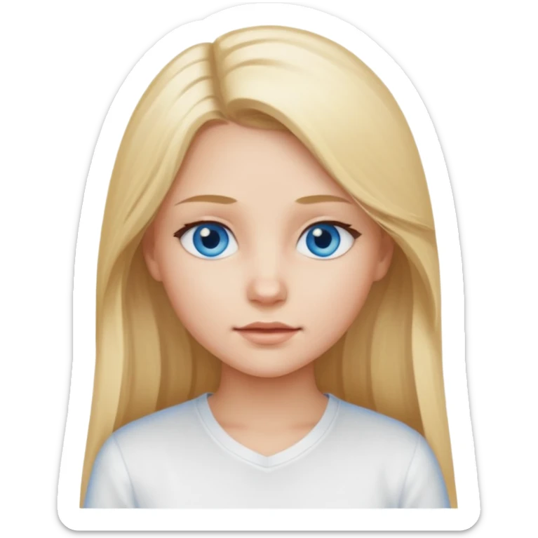 a girl with long blond hair and blue eyes dressed in a white shirt sticker