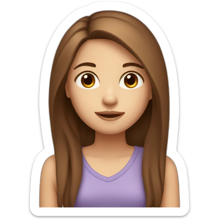 girl with straight long brown hair, brown eyes, fair skin sticker