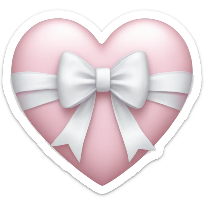 Pastel pink heart with white bow sticker