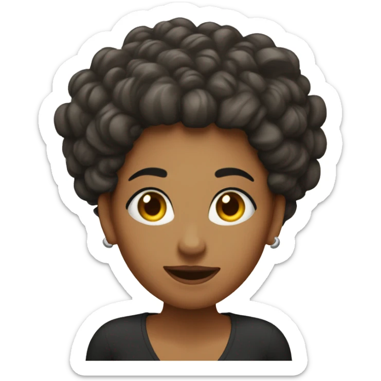 A woman’s face with her tongue fully sticking out and her eyes rolled back. Her hairstyle resembles a pot-shaped earring, and her hair is curly. sticker