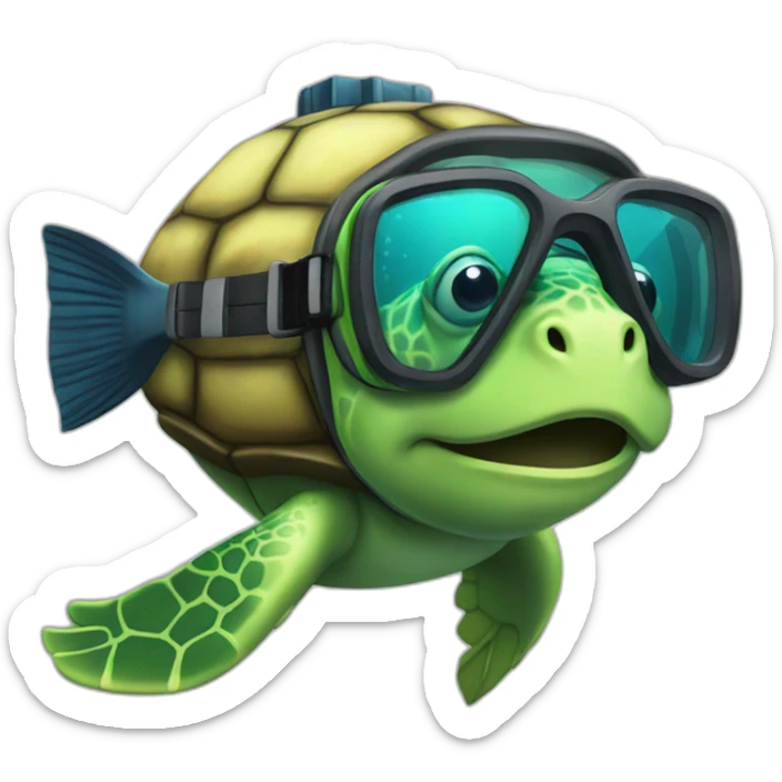 scuba turtle sticker
