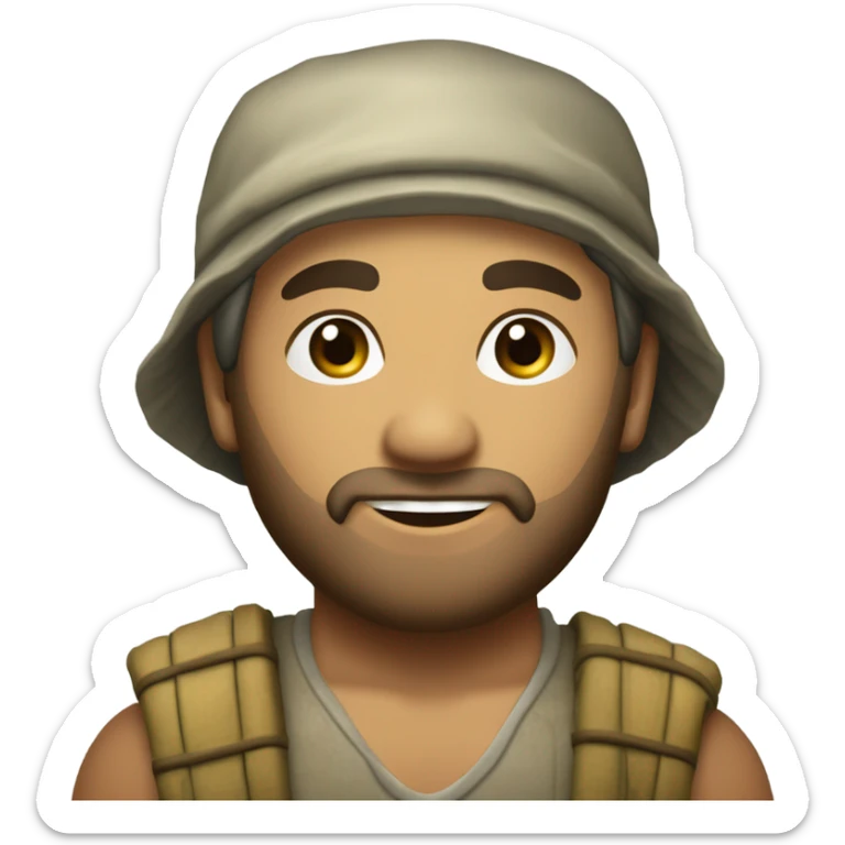 Caucasian fisherman no beard and no mustache in love with Philippine island girl on an island sticker