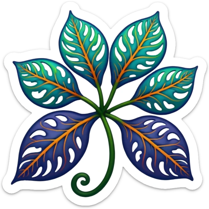 dark colorful filigree design, leaf shapes, flower shapes, nature shapes, toxic nature, toxic plants sticker