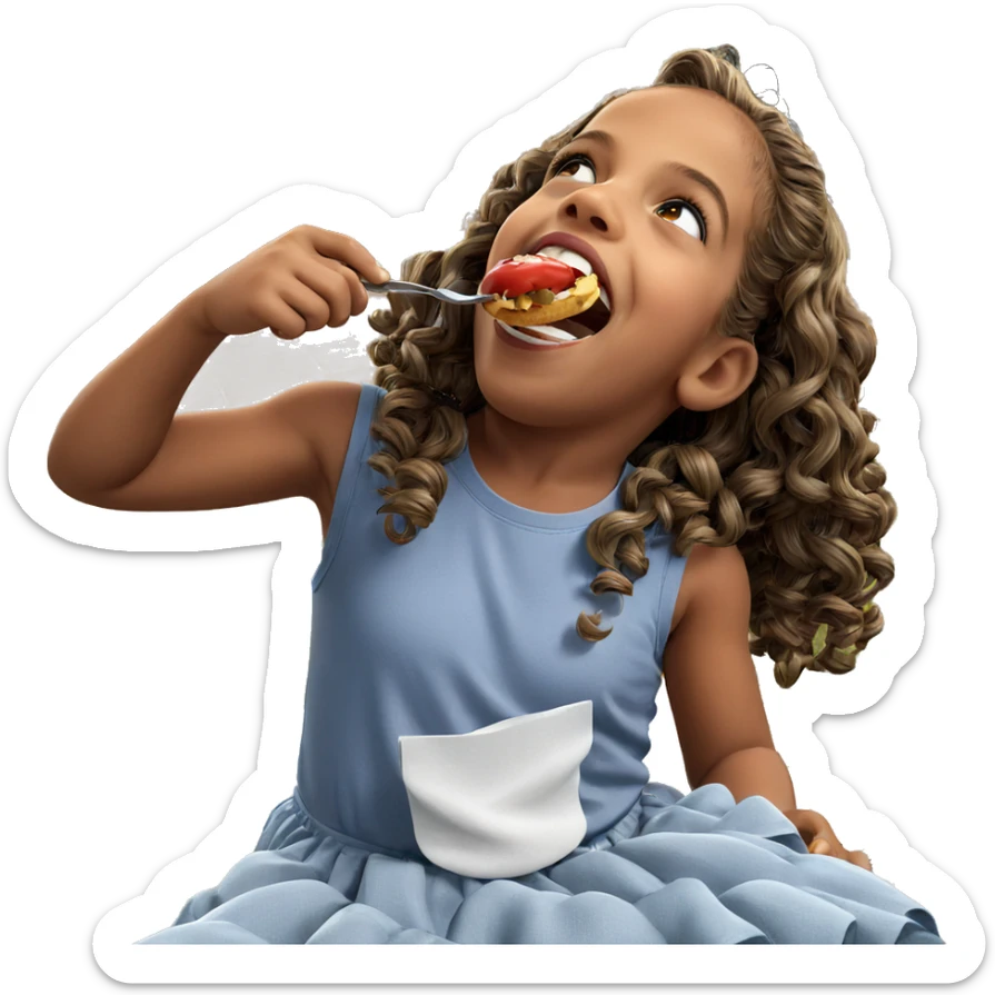 girl enjoying her meal sticker