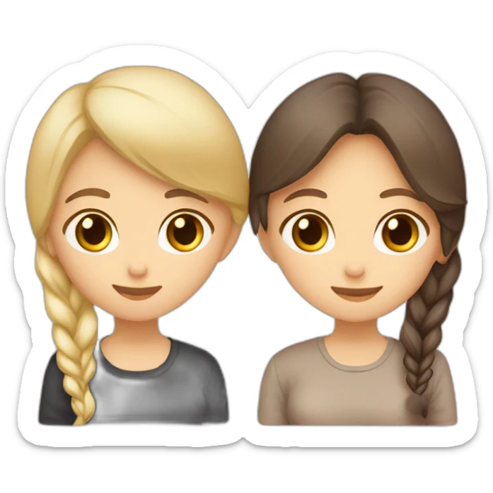 Couple lesbian fille blonde et fille brune asiatique sticker