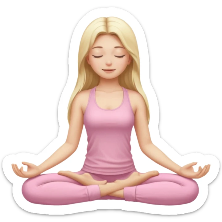 Blonde, Long hair, white skinne, light pink closets, closed eye girl in make yoga sticker