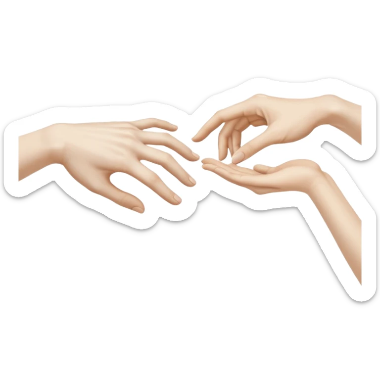 hands reaching out to each other like in the painting of the creation of Adam sticker