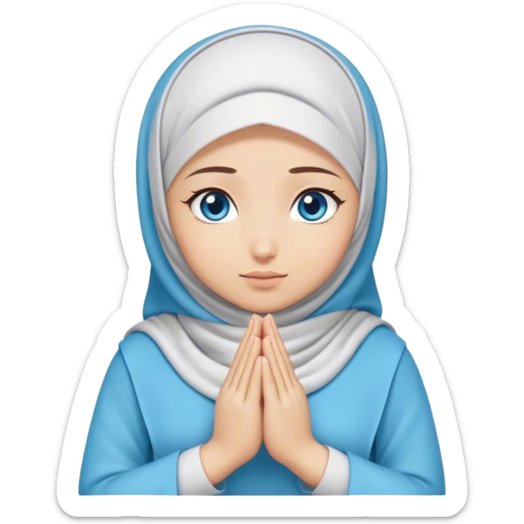 Turkish beautiful finish Konya girl blue eyes with hijab and dua on namaz sticker