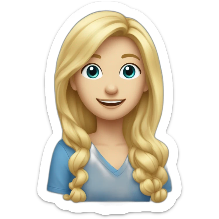 Een moeder met blond haar en een blauwe shirt waar op staat de anderen moeders doen ook maar wat en een spijkerbroek sticker