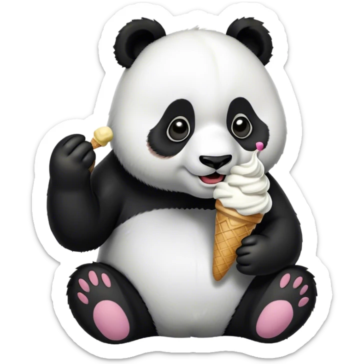 Panda eating ice cream sticker
