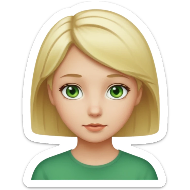 Girl with short blonde hair and green eyes sticker