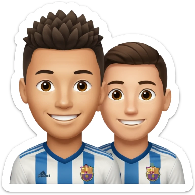 Prime noodle hair ronaldo and prime 2012 messi Smiling in one Photo and make it realistic  sticker