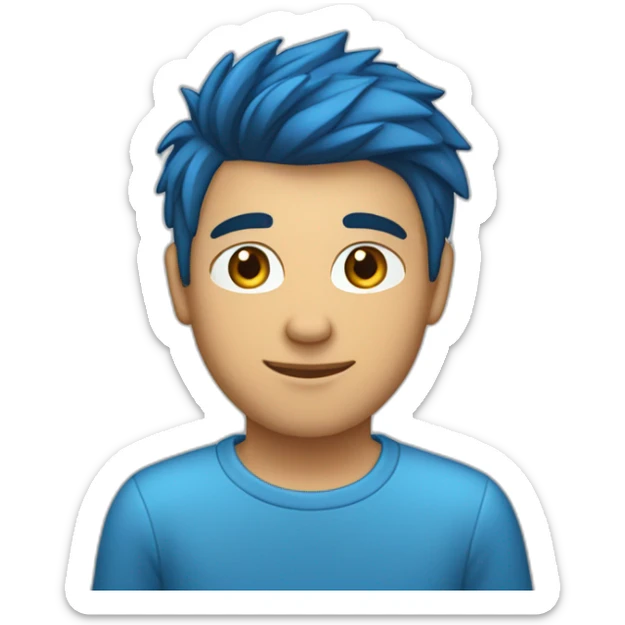 Un jeune homme avec les cheveux couper dégradé bas et teinture bleu étoile. sticker