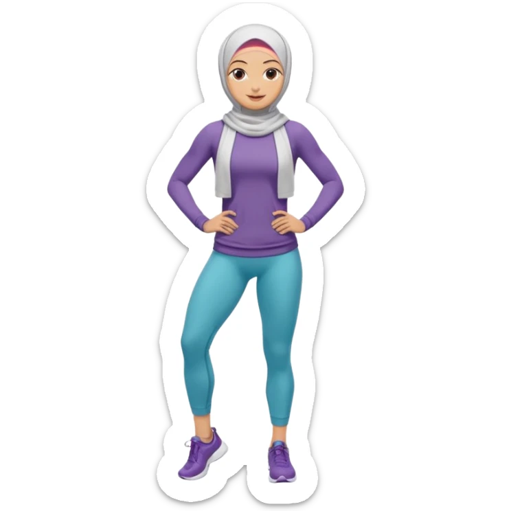 High resolution full body of a girl wearing a hijab and is a fitness trainer sticker