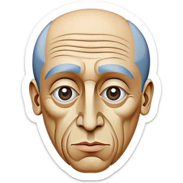 Cinematic Realistic Pablo Picasso Portrait Emoji, depicted as a visionary artist with abstract expressive features and a creative aura, rendered with rich textures and dynamic artistic lighting that captures his revolutionary spirit. sticker
