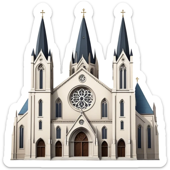 Cinematic Realistic St. Mary's Basilica Landmark Emoji, showcasing the iconic gothic church rendered with lifelike textures and soft, reverent lighting. sticker