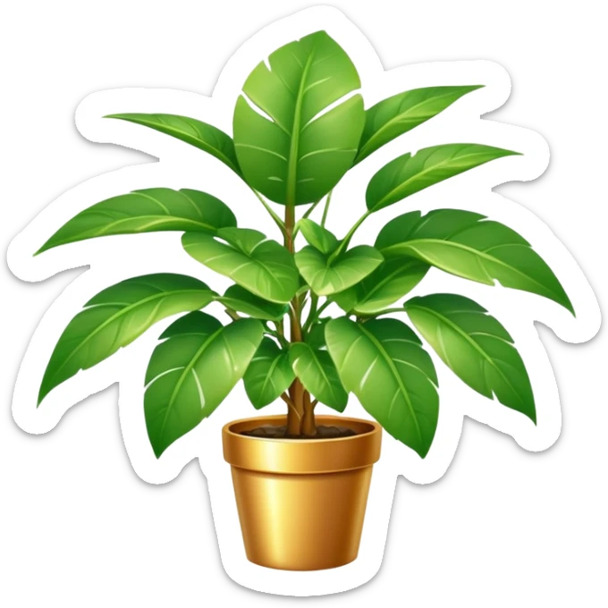 potted house plant with lots of coins growing on leaves sticker