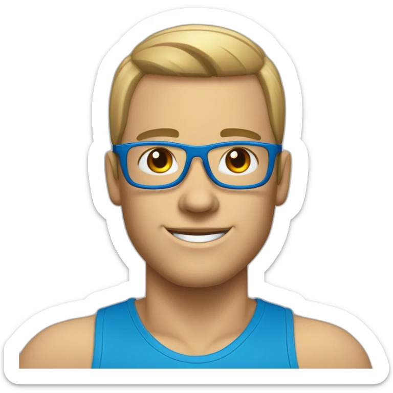 homme sans cheveux avec des lunette bleue qui fait du crossfit sticker