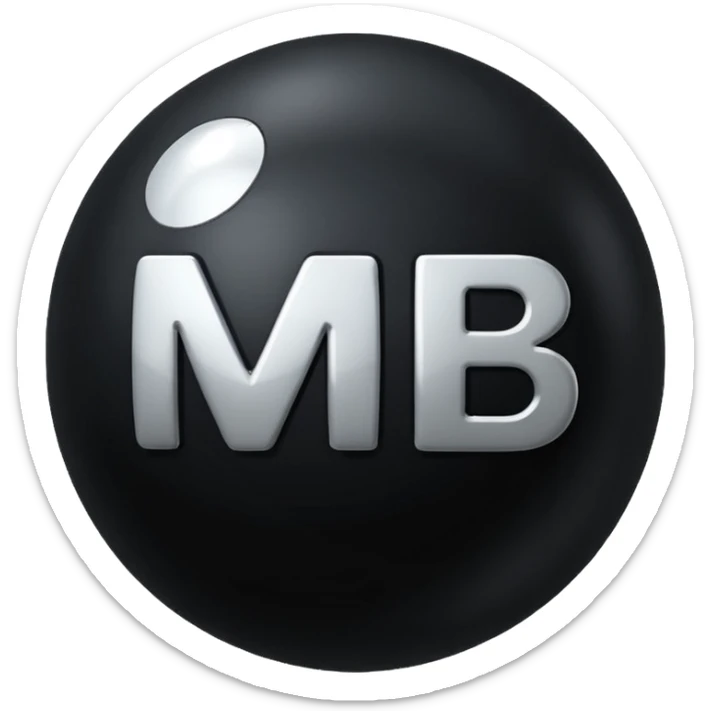 Black Ball with MB written on in the middle of it. Nothing else no holes or anything. sticker