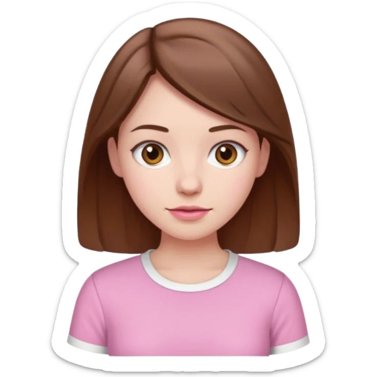 Pale girl brown hair and wearing pink and white shirt sticker