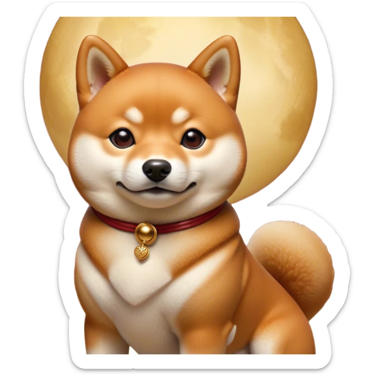 Cinematic Noble Shiba Inu Portrait Emoji, Poised and regal, with a compact, agile build and a well-groomed fur of vibrant red with a creamy underbelly, deep-set soulful brown eyes, Simplified yet sharp and sophisticated features, highly detailed, glowing with a soft, dignified glow, high shine, intelligent and spirited, stylized with an air of elegance, focused and attentive, soft glowing outline, capturing the essence of a watchful and confident companion, so majestic it feels as though it could prance out of the screen with effortless authority! sticker
