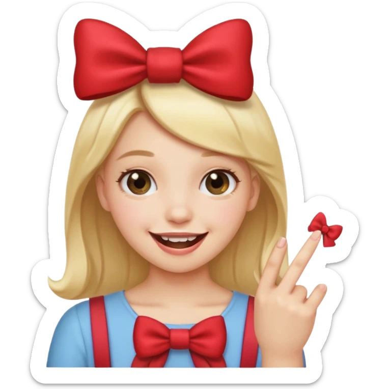 Emoji que se este mordiendo el dedo y que la persona tenga un moño coqueto sticker