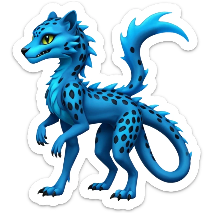 Blue and black bioluminescent neon dark Grem2-Gremz-Cheetah-Sergal-fusion, full body  sticker