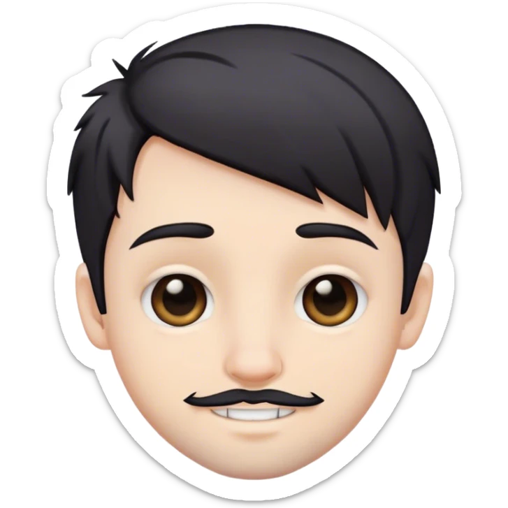 Cute white male, short dark colored hair and facial hair, nose and lip piercing, emo smiling sticker