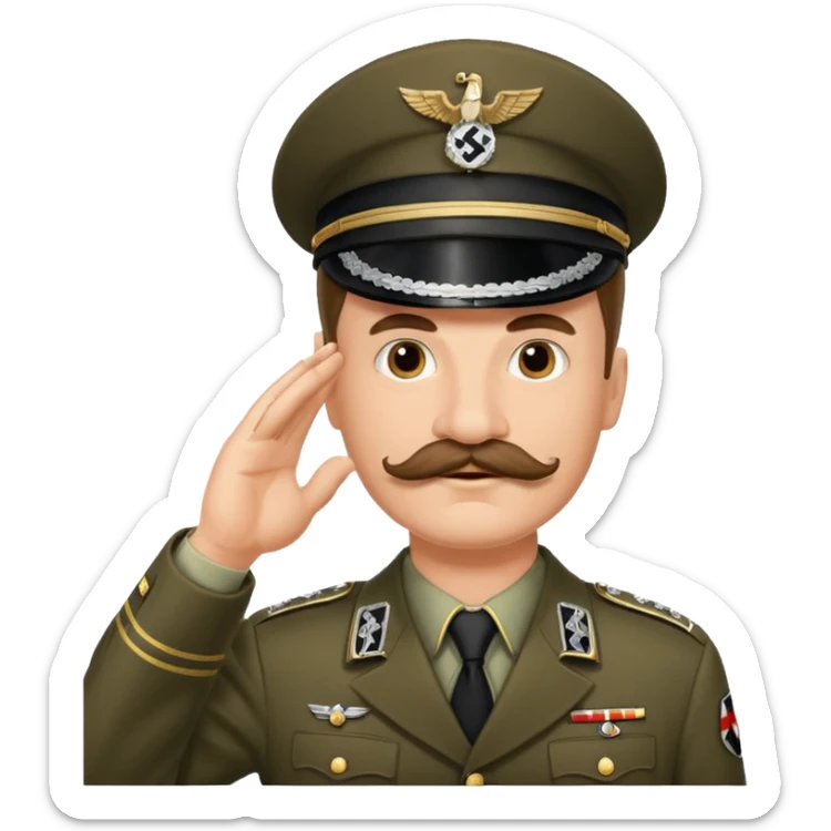The man with the German mustache is saluting his superior officer, the Nazi commander. sticker