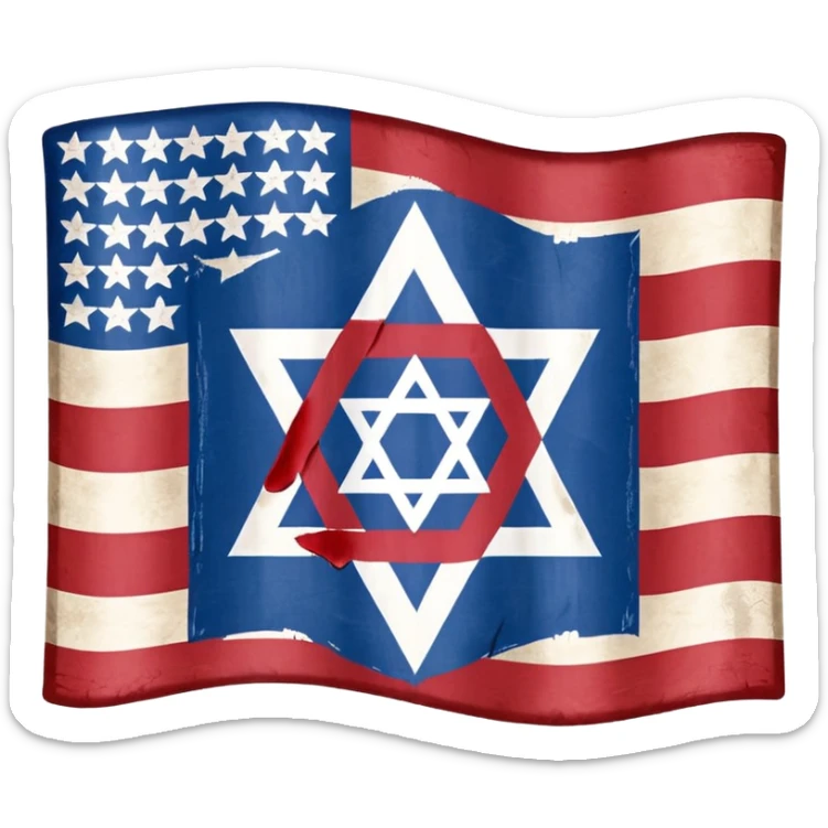 United States flag with a swastika symbol and star of david symbol on the flag sticker
