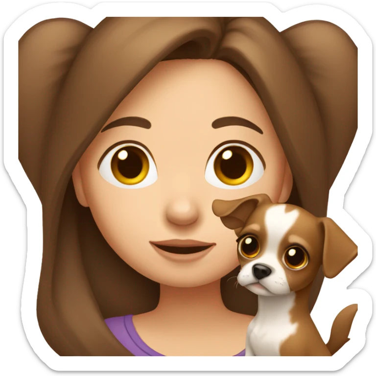 Brown hair girl holding chihuahua sticker
