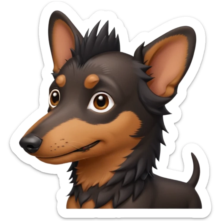 asian, male, black spiky hair dachshund as a pet sticker