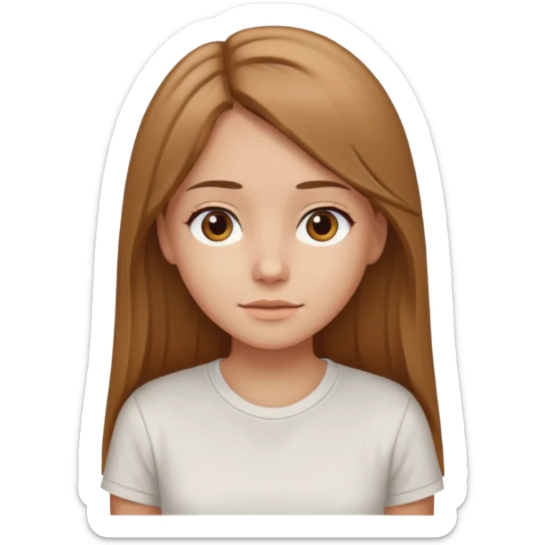 Fille brune clair raie au milieu cheveux long et yeux marron et peau beige cheveux lisse pas de4iere les oreilles  sticker