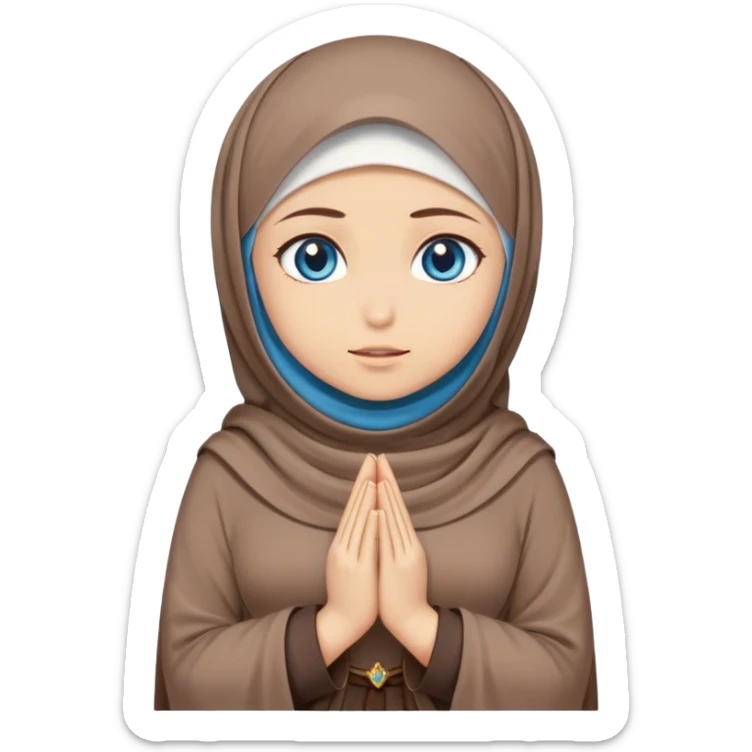 Turkish beautiful finish Konya girl blue eyes with hijab and brown stone dress it prays sticker