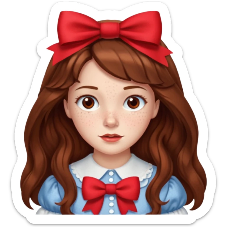 Dorothy Gale from the Wizard of Oz with long brown hair with red bow sticker