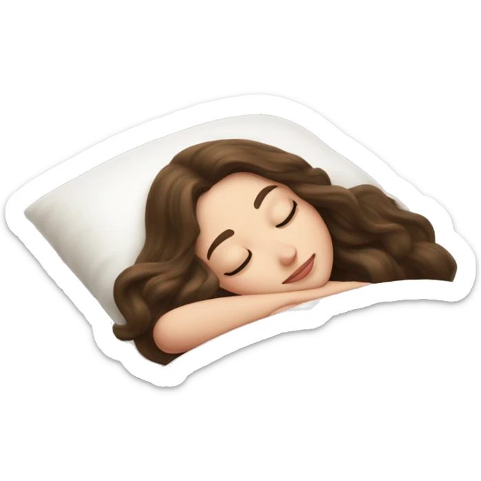 sleeping beauty brunette white girl with a silk pillow sticker