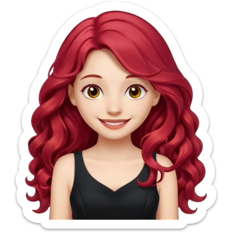 Girl with Red Hair – long wavy crimson hair, smiling face.









































 sticker