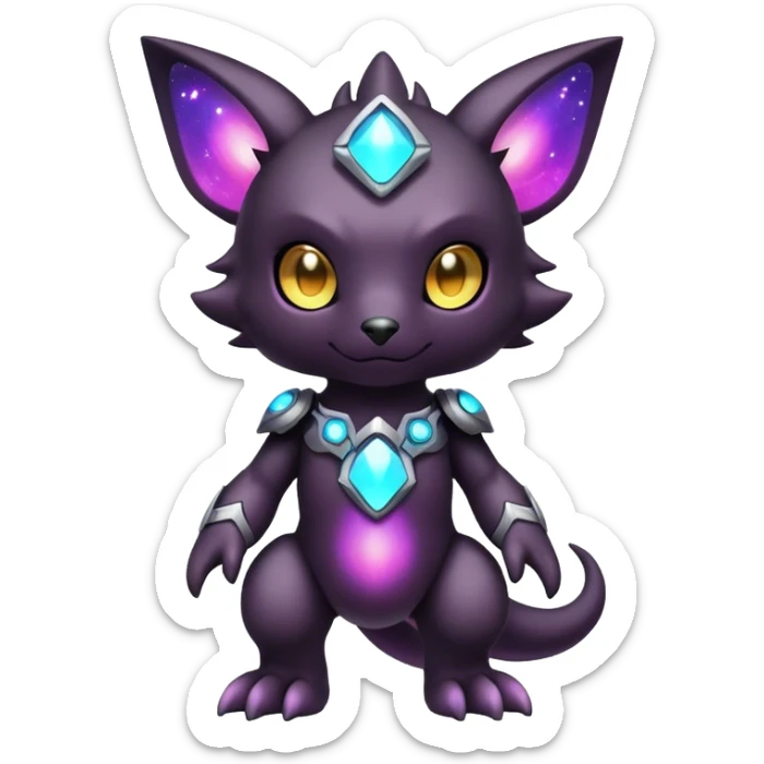 Cute cool colorful dark nebula fantasy-Digimon-animal-hybrid full body sticker