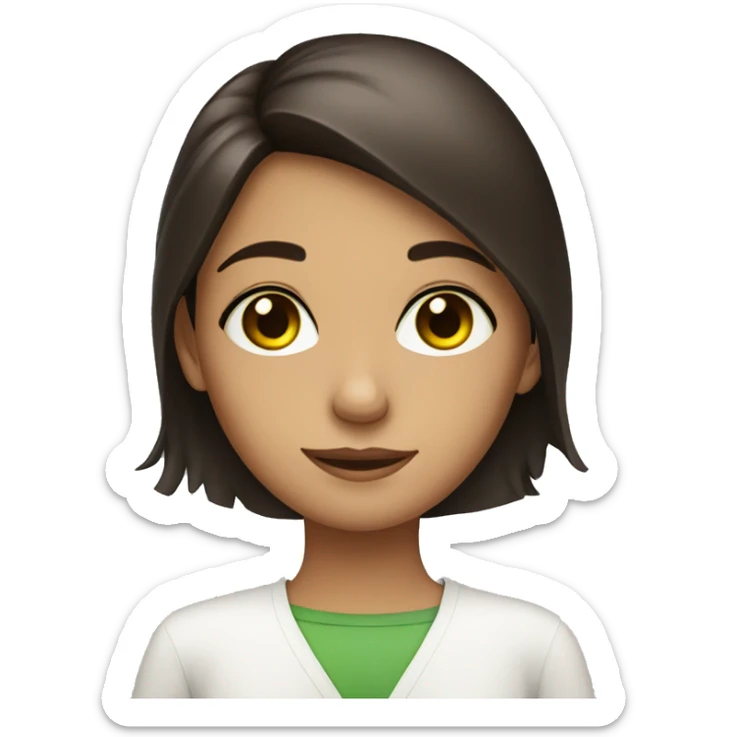 A brunette girl with green brown eyes crossing her arms sticker