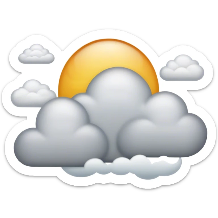 Cinematic Realistic Altostratus Emoji, Soft and gray, with mid-level clouds spreading evenly across the sky. The clouds create a smooth, overcast layer that dulls the sun’s light, giving the world a peaceful, muted tone. Soft glowing outline, capturing the essence of calm, muted skies and gentle transitions in an altostratus cloud! sticker